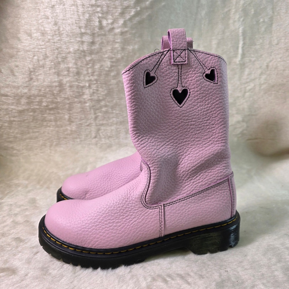 Dr. Martens Bex P-O Heart Boots Pink Leather Cutout Women 36 5 NEW